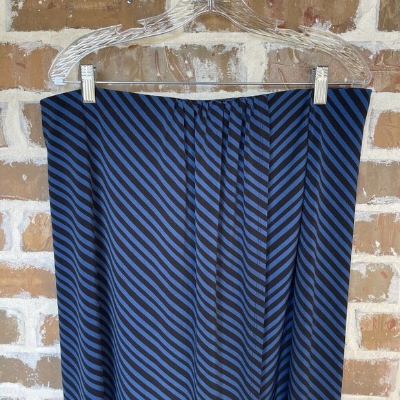 Lane Bryant Skirt Wrap Elastic Waist Dark Blue Black Stripe Women's Size 14 / 16 - Picture 3 of 6